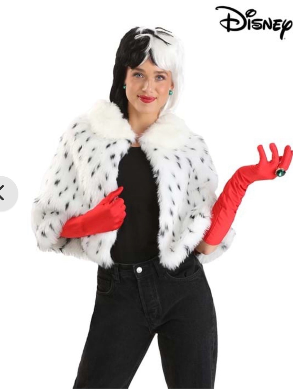 Disney White Faux Fur Capelet with Black Spots